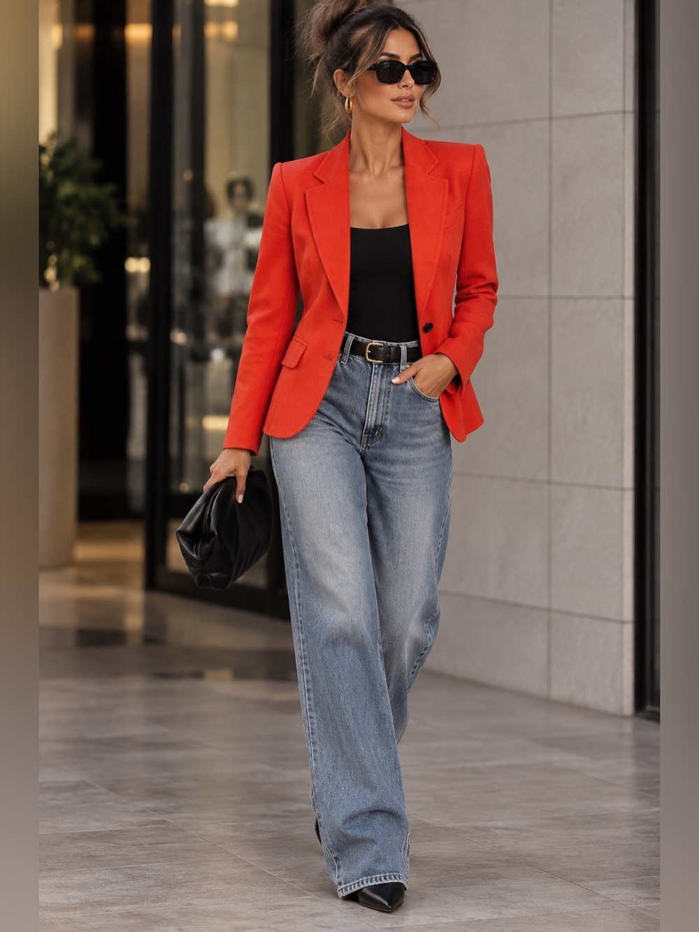 Rag & Bone Red Orange Linen Cotton Blazer Size 2 Tailored Jacket